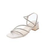Breakj New Women's Fashion Sandals Summer Fairy Wind With Thick Heel Fashion Diamond Word Buckle Women's