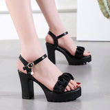 Version Of Thick-Heeled Fish-Mouth Sandals Waterproof Table Thick-Soled Fairy Wind New Summer High-Heeled Sandals Women's Fish-Mouth