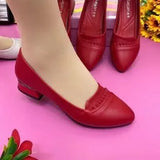 Soft Leather Single Shoes Female 2023 Spring And Autumn New Anti-Skid Soft Sole Comfortable Thick Heel Fashion Pointed One Foot Pedal Mother
