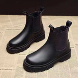 Autumn Winter Chelsea Boots Women Platform Brown Black Beige White Ankle Boots For Women Fur Short Chunky Punk Gothic