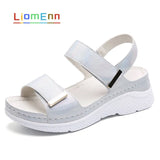 Summer Women's Sandals 2021 New Designer Ladies Genuine Leather White Silver Pink Platform Sandal For Women flip