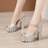 Super High Heel Sandals Women's 2023 Summer Thick Heels Waterproof Platform Muffin Thick Soles Non-Slip Model Cheongsam Walking