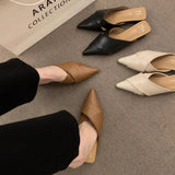Breakj New Baotou Half Slippers Female Lazy People Wear A Stylish Pointed Muller Shoes Summer Thick Heel