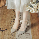 Breakj Engagement Shoes Bridal Shoes Show Wedding Dress Wears Two Coarse And Cheongsam Bridesmaids Wedding High Heels Women Can Wear