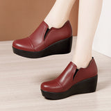 Heel Middle Heel Deep Mouth Single Shoes 2023 Autumn And Winter New Muffin Bottom Thick Bottom Waterproof Table Round Head Large Size Mother