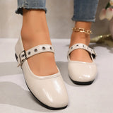 Breakj And Autumn 2025 New Mary Jane French Round Head Flat Bottom Wearing A Word Buckle Buckle Women's Single