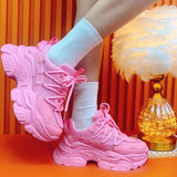 High Quality PU Platform Shoes New Women Casual Shoes Breathable Outdoor Thick Sole Chunky Sneakers Zapatillas