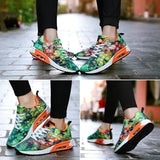 Professional Air Cushion Mesh Breathable Couple Running Shoes Army Green Spring Autumn Walking Shoes Men Women
