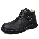 Men's Ankle Boots Split Leather Men Western Boots Designer Men Casual Sneaker Round Toe Men Safety Boots Plus Size