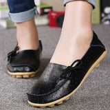 Summer Genuine Leather Shoes Women Butterfly-knot Loafers Women Flats Ballet Autumn Casual Flat Shoes Woman Moccasins