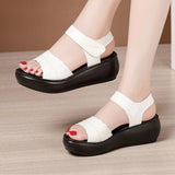 Heel Sandals Women's Muffin Thick Soles Summer 2023 New Velcro Full-Size Open-Toed Sandals With Soft