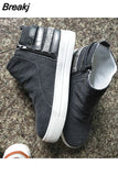 Canvas Shoes 2023 Autumn High Top Belt Buckle Women Casual Loafers Flats Plus Size Zipper Denim Women Shoes Zapatos