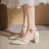 Breakj Temperament Famous High Heeled Shoes Head Coarse Heel Sandals Women 2025 Summer New Word With Hollow Single