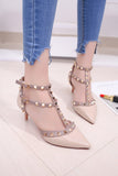 Women's Shoes 2019 Summer Pointed High-heeled Stiletto Patent Leather Rivet Single Shoes Was Thin Buckle Women's