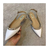 Women's Low Heels Slingback Shoes Woman Spring Summer Flats Elegant Party Sandals Sexy Rivet Dress Loafers Luxury Urban