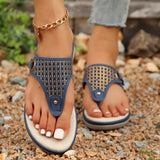 Breakj Foot Slippers Female 2024 Summer New Large Size Hollow Metal Thick Bottom Slippers