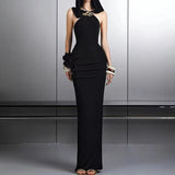 Sexy Fashion Dress Woman 2025 Spring New Hanging Neck Repair Flowers Design Long As The Ass Long As The Hip