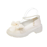 Jane Shoes 2023 Spring And Autumn New Flat Single Shoes Summer Style Soft-Soled Grandma Shoes Bowknot Small Leather