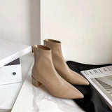 Breakj 2025 New Korean Version Of The Sharp-Headed Short Boots Coarse Zipper And Martin Boots Fashion Women's