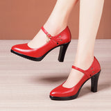 Cheongsam Catwalk Model High Heels Women's Thin Heels Thick Soles Waterproof Platform Size Soft Leather Comfortable Single