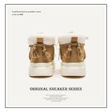 Breakj Shoes Retro Yellow Boots Winter Plus Velvet Warm Height Solid Color Short Barrel Snow Boots Men And Women The Same Martin