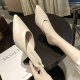 Breakj Summer New Korean Version Of Pointed Head Half Drag Pointed Head Thick Heel Slippers High Heels Women's