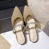 Breakj 2024 New Korean Version Of Cloth Baotou Half Drag Diamond Thick Heel Slippers Lazy Slippers Women's