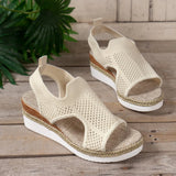 Flying Breathable Heel Sandals Women Wear Net Cloth Fish Mouth Thick Bottom Beach Cool Slippers