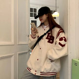Uniform Women Jackets Thickened Autumn/winter 2021 Plus Velvet Sweater Coat Student Loose BF Harajuku Korean