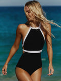 One-Piece Black And White Swimsuit Women 2025 New Sexy Bare Back Triangle