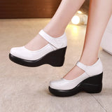 Head High Heel Waterproof Platform Single Shoes Large Size 43 Velcro Thick Soles Middle-Aged And Elderly Mother Shoes Women's