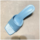 2020 New Brand Women Slipper Summer Outdoor Sandal Square High Heel Slip On Flip Flop Elegant Women Slides