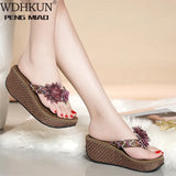 Hot sale 2021 Slippers Women Ladies Fashion Wedges Flower Loafer Causal Shoe Beach Slipper Sandals Flip Flops Women