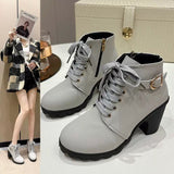 Breakj Boots Women's New High Heel Water Station Women's Shoes In The Autumn And Winter 2023 Martin Boots Round Head And Women's Single Boots