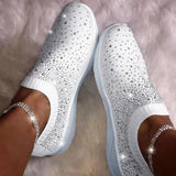 Breakj Large-Size With Diamond Flying Sneakers New Net Shoes Women's Shoes Low-Heeled Mesh Sports Casual