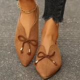 Women's Shallow Large-Size Flat-Soled Women's Shoes New Soft Soles Comfortable Bow Tip Korean Version Of Low-Helper