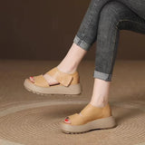 Breakj New Roman Sandals 2023 Retro Platform Increased And Light Open Toe Side Empty Velcro Fashion Casual