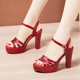 Woman Sexy High Heels Ladies Summer Dress Shoes For Women 2022 Female Leather Platform Wedge Heel Elegant Sandal 32 35 36 37
