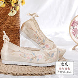 Hanfu shoes, embroidered shoes, women's antiquity shoes, heightened Chinese elements, ancient bow