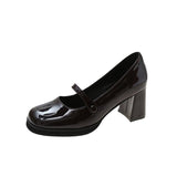 High-Heeled Fairy Mary Jane Shoes Spring 2024 New Vintage Medium-Heeled JK Shoes Lori Black Single