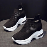 Women Sneakers Breathable Female Knitted Shoes Thick Bottom Walking Shoes Soft Comfortable Spring Air Cushion Summer Casual