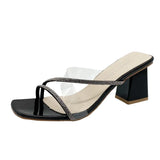 Breakj New Women's Coarse And Slippers Korean Version Of Simple Fashion Transparent Cool Slippers Outside The Square Half
