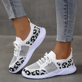 Breakj Large-Size Casual Canvas Shoes Women's Leopard Lace With Water Drill Mesh Shoe Size Single
