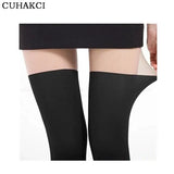 Women Sexy Pantyhose Black Tinted Sheer False High Stocking Black