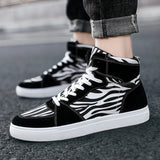 New Summer Men's Shoes Leopard Canvas Shoes Zebra Striped High-Top Shoes Large-Size Men's