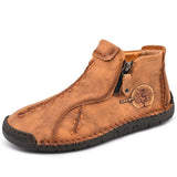 Men Boots Leather Fashion Western Ankle Boots Men High Top Autumn Winter Casual Shoes Sneakers Cowboy Botas
