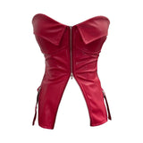 Real Shooting Hottie Retro Tender With Chest Pad Wrapped Bra Zipper Design Smear Bra Vest Short Sleeveless Top