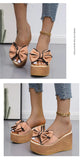 Women Slippers Fashion Pee Toe Summer Shoes Butterfly-knot High Heels Women Slides Platform Wedges Ladies Women Shoes