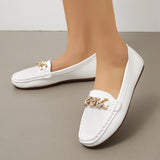 Breakj And Autumn New Bean Shoes Women's Version Of The Round Head Low Metal Chain Casual Mother Singles Women For A Long