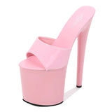 Breakj Patent Leather 17Cm20cm High Heels Heel Sexy Waterproof Platform Hate Day High Slippers Female